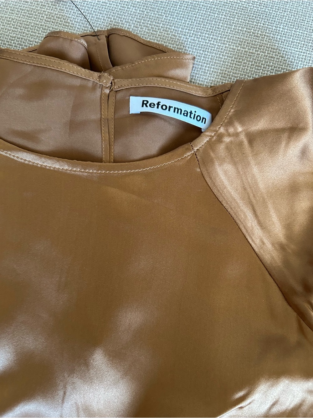 NWT Reformation Noemi Midi Silk Dress US2 Copper Cut Out Cocktail Party - Picture 5 of 10